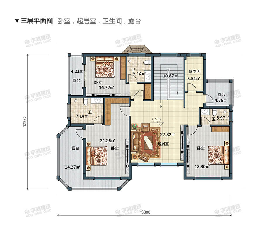18x12米復(fù)式三層自建房設(shè)計(jì)圖紙