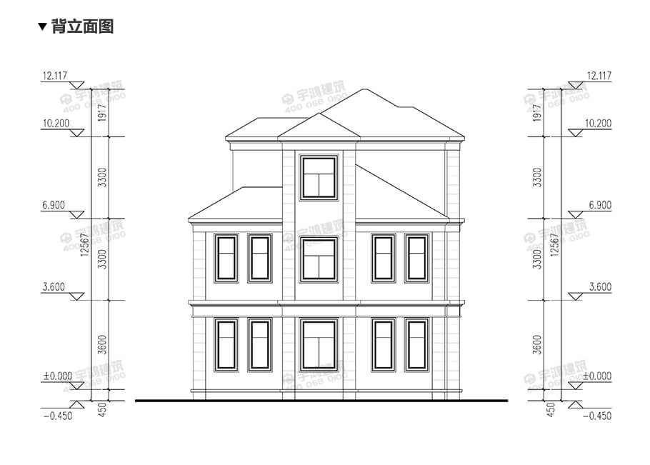 12x13米復(fù)式帶衣帽間農(nóng)村別墅設(shè)計(jì)圖紙