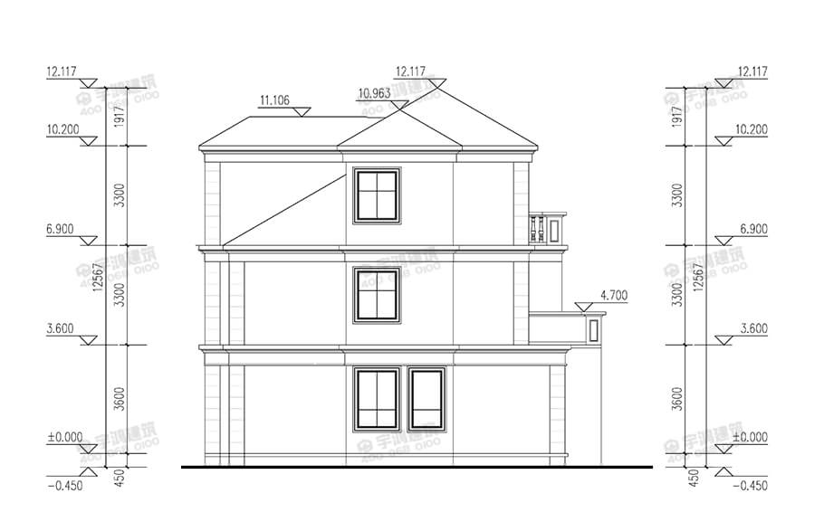 12x13米復(fù)式帶衣帽間農(nóng)村別墅設(shè)計(jì)圖紙