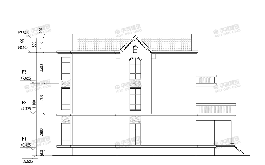 15x17米英式帶玄關(guān)農(nóng)村別墅設(shè)計(jì)圖紙