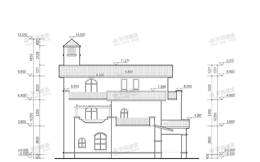 240平西班牙風復式農村別墅設計圖紙