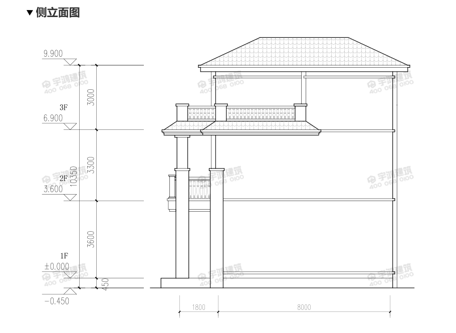 新款三層歐式農村別墅戶型設計圖紙