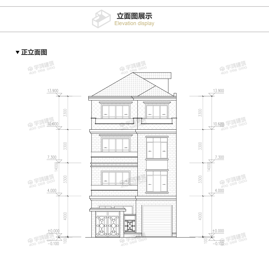 120平米四層帶庭院農村別墅設計圖