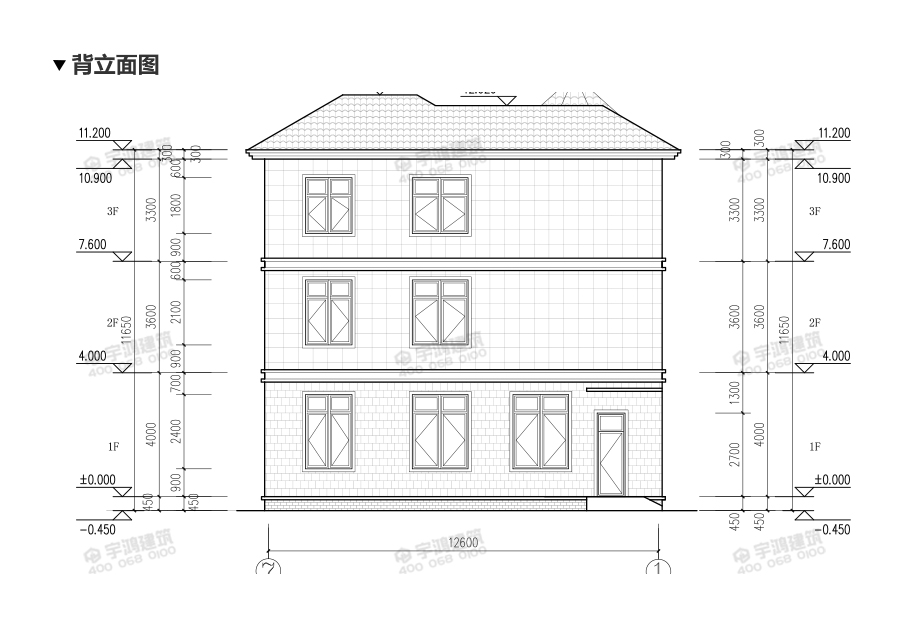 130平帶涼亭農村三層別墅設計圖紙及效果圖