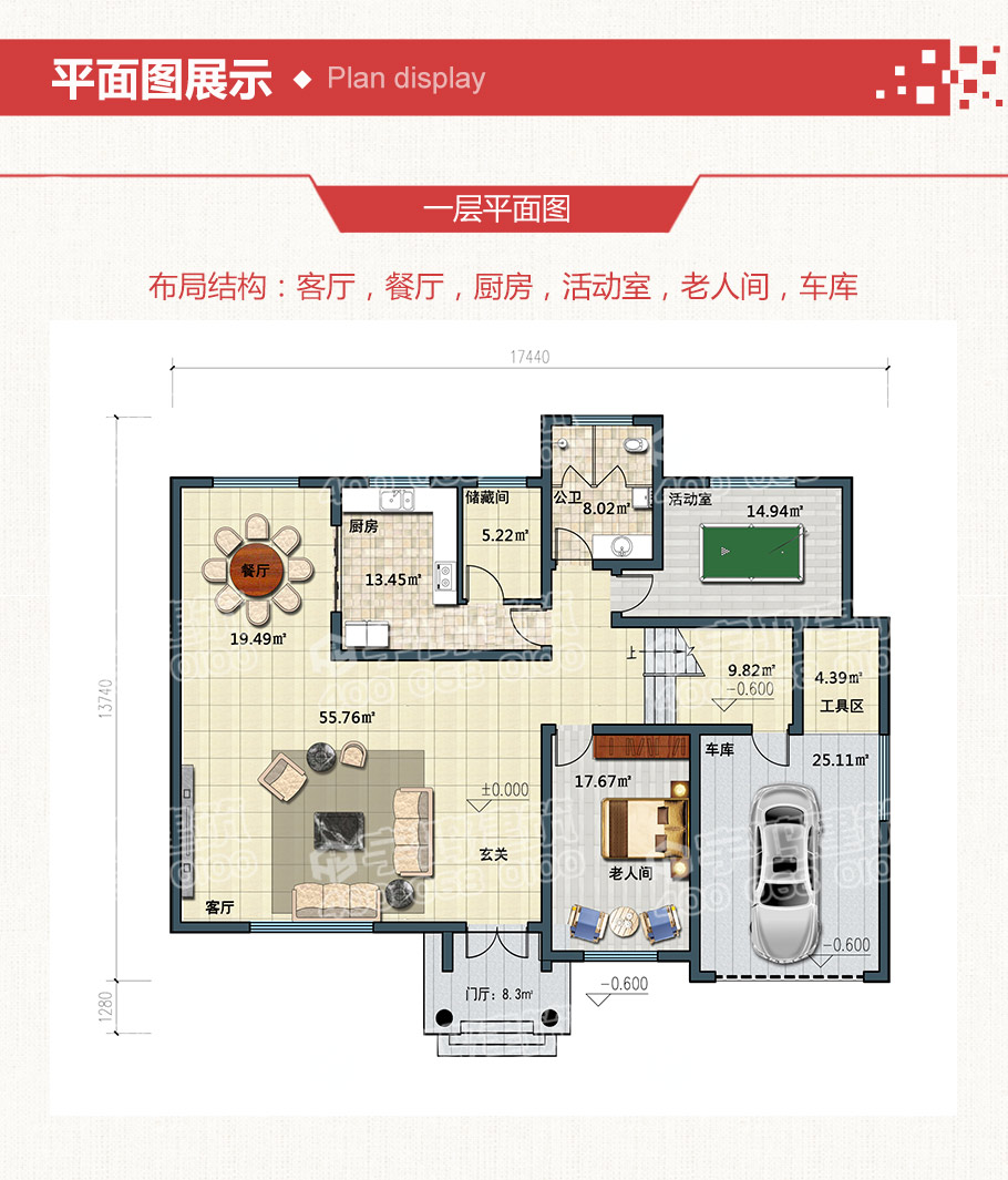 200平米帶車庫農村二層獨棟別墅設計圖紙及效果圖