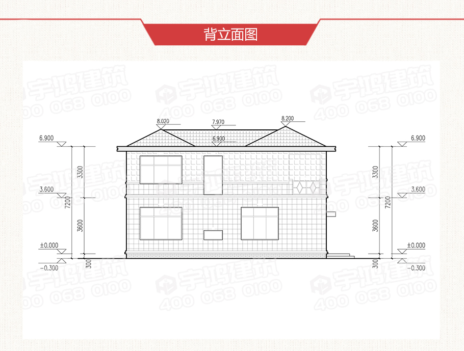 唐式風格農村二層自建房設計圖紙及效果圖，古樸典雅