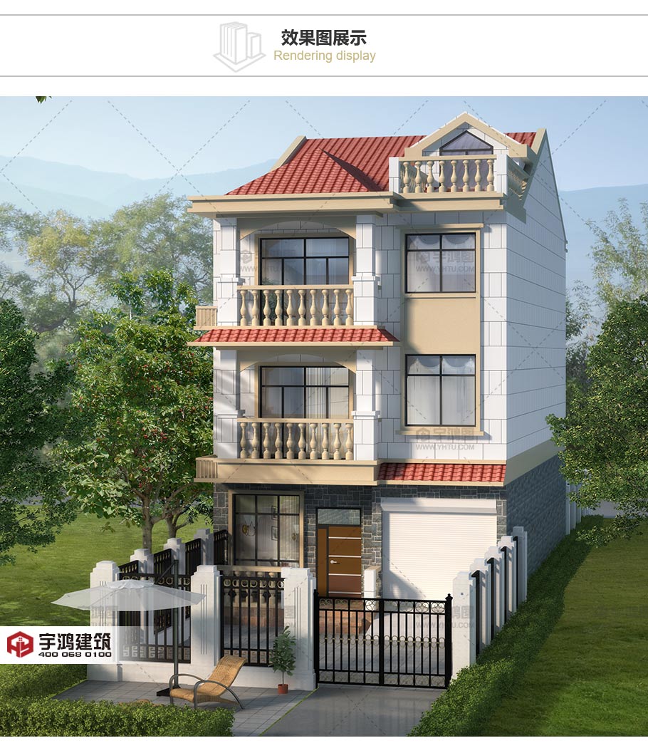 帶庭院漂亮三層歐式農(nóng)村小別墅設(shè)計(jì)圖紙及效果圖片