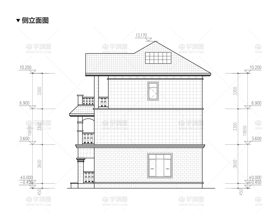 120平方米帶客廳中空農村房屋設計圖紙，外觀高端大氣