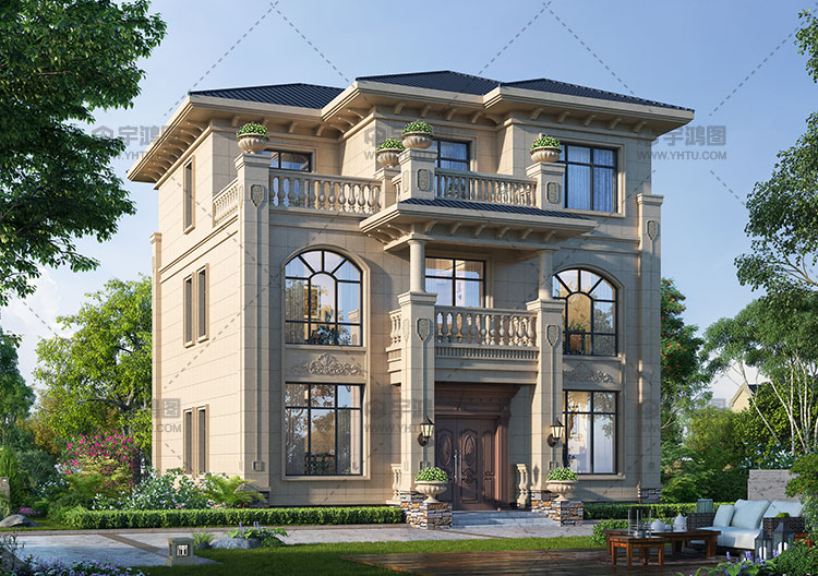 占地130平帶大露臺歐式別墅設(shè)計圖