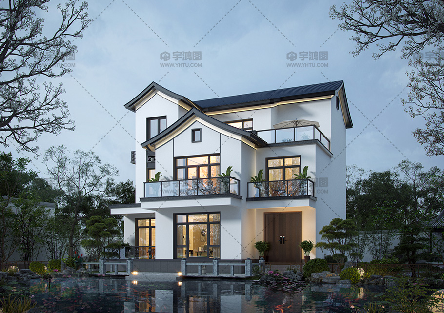 三層新中式磚混別墅占地151平別墅設計圖