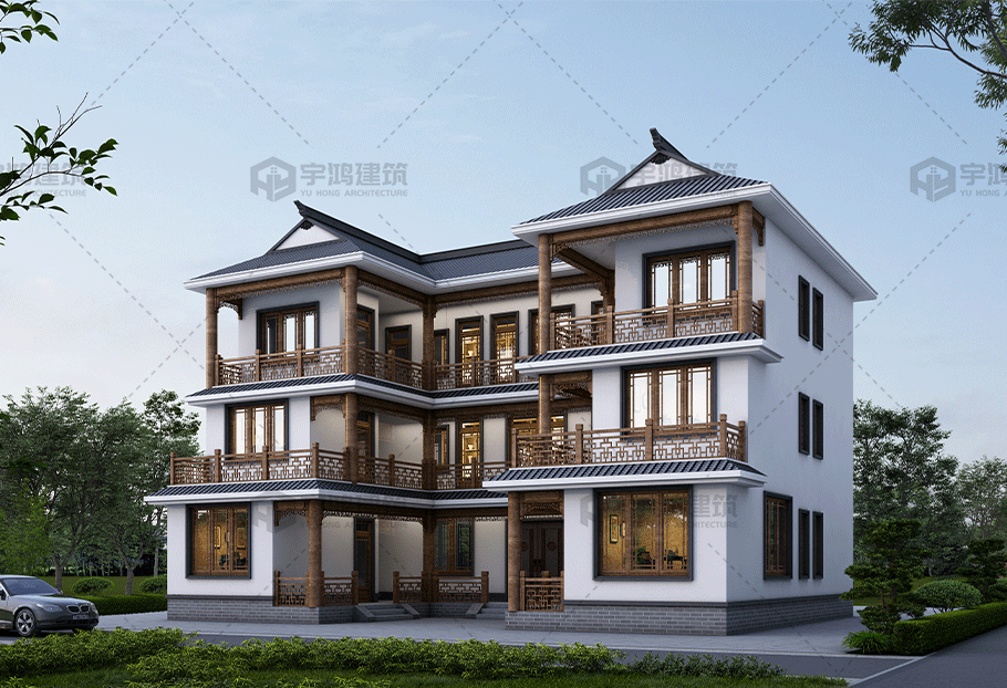 17x13中式磚混結構別墅設計圖紙